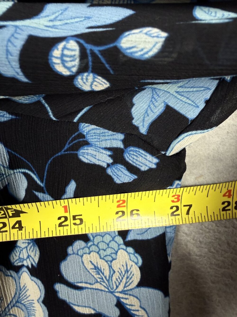 J Crew 3X Smocked Ruffle Neck Chiffon Popover Top Midnight Blue Floral Blouse - Picture 12 of 14